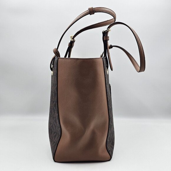 Michael Kors Walsh MK Logo Handbag Tote Purse Brown Tan Gold MSRP $278 - Picture 5 of 16